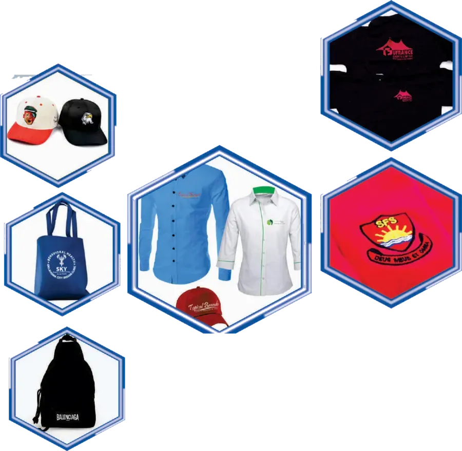 Examples of embroidery branding work by Sungura Creations
