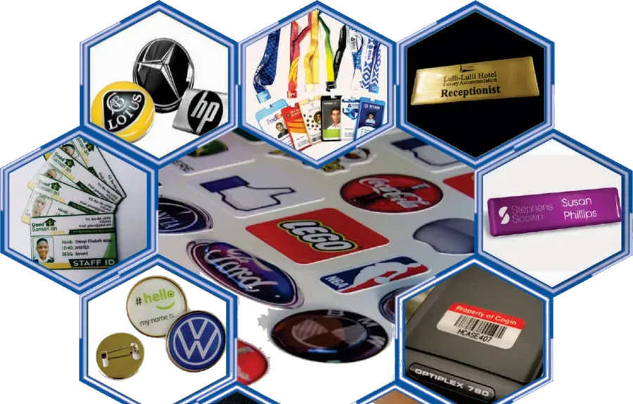 Examples of ids, tagging & doming work by Sungura Creations