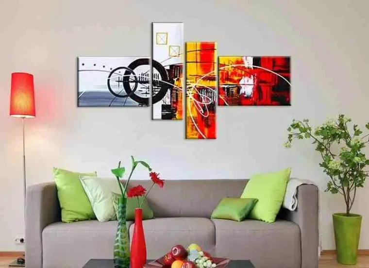 Framed canvas wall art in a living room